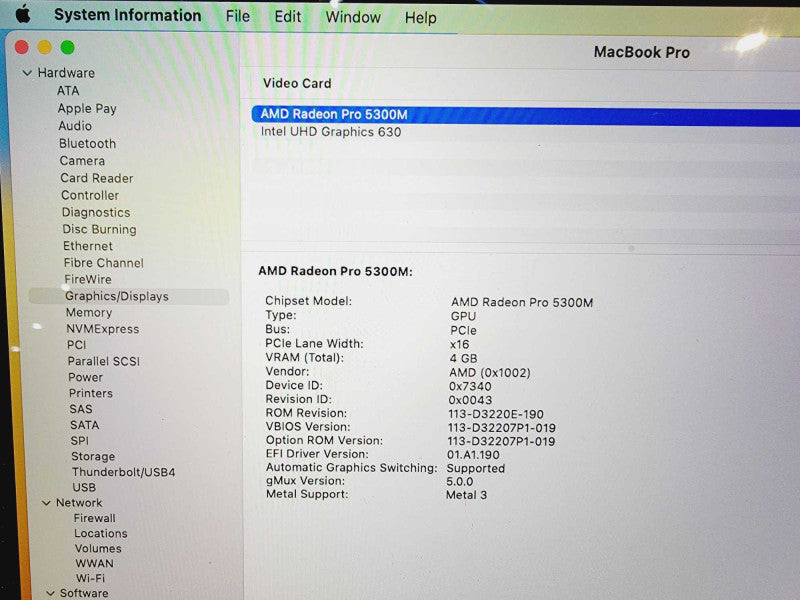Apple Macbook Pro 2019 16\\" Core i7-9750H @ 2.6GHz 16GB DDR4 500GB SSD Radeon  (