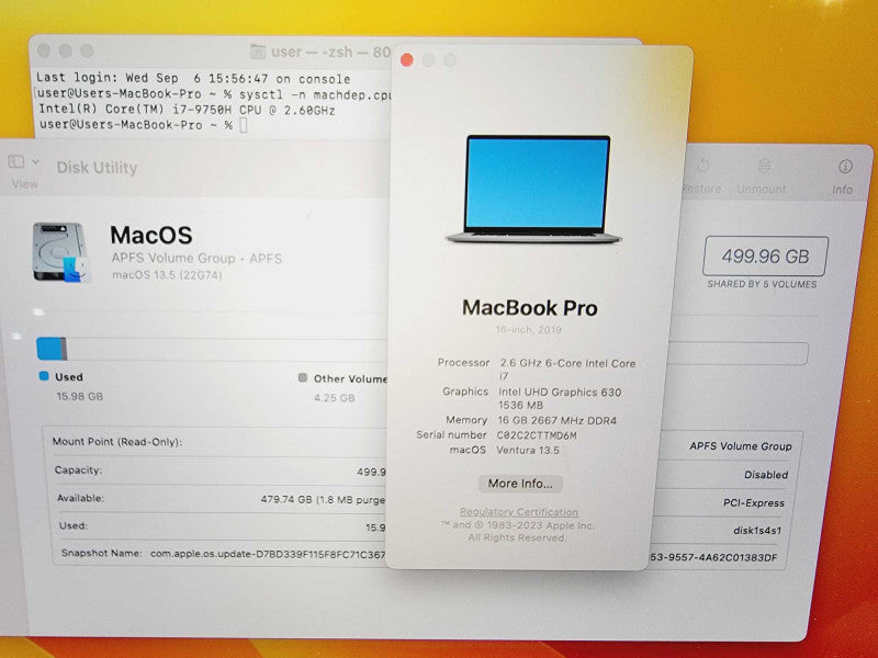 Apple Macbook Pro 2019 16\\" Core i7-9750H @ 2.6GHz 16GB DDR4 500GB SSD Radeon  (