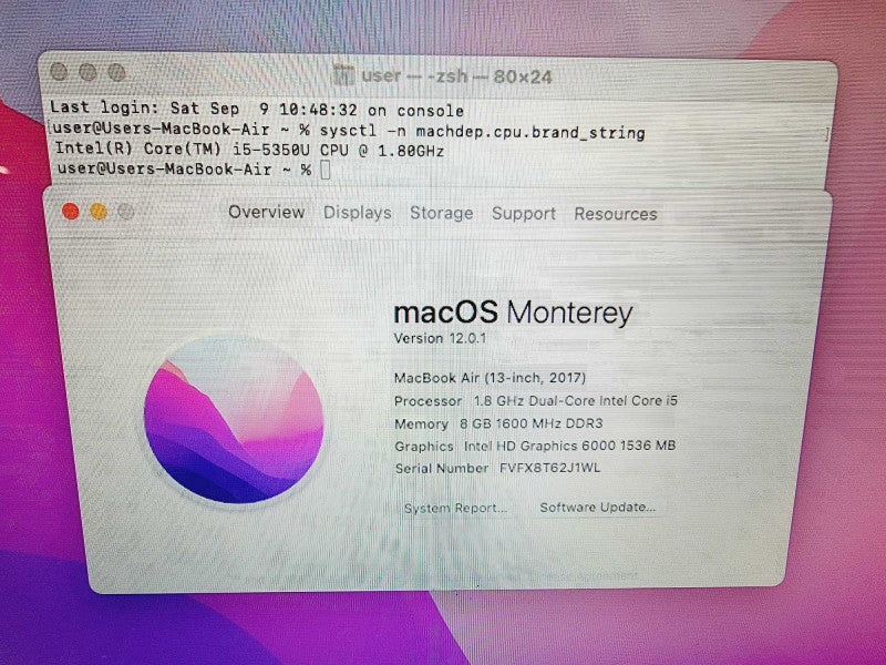 Apple Macbook Air 2017 13\\" Core i5-5350U @ 1.8GHz 8GB DDR3 250GB SSD (