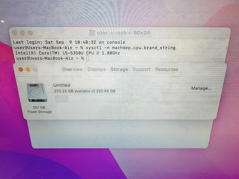 Apple Macbook Air 2017 13\\" Core i5-5350U @ 1.8GHz 8GB DDR3 250GB SSD (