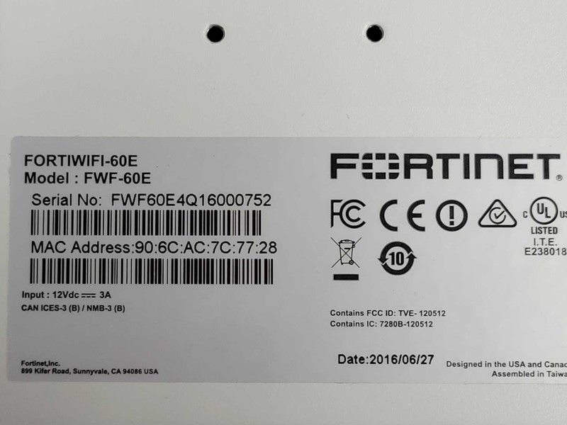Fortinet FortiWiFi-60E Network Security Appliance - FWF-60E, READ _