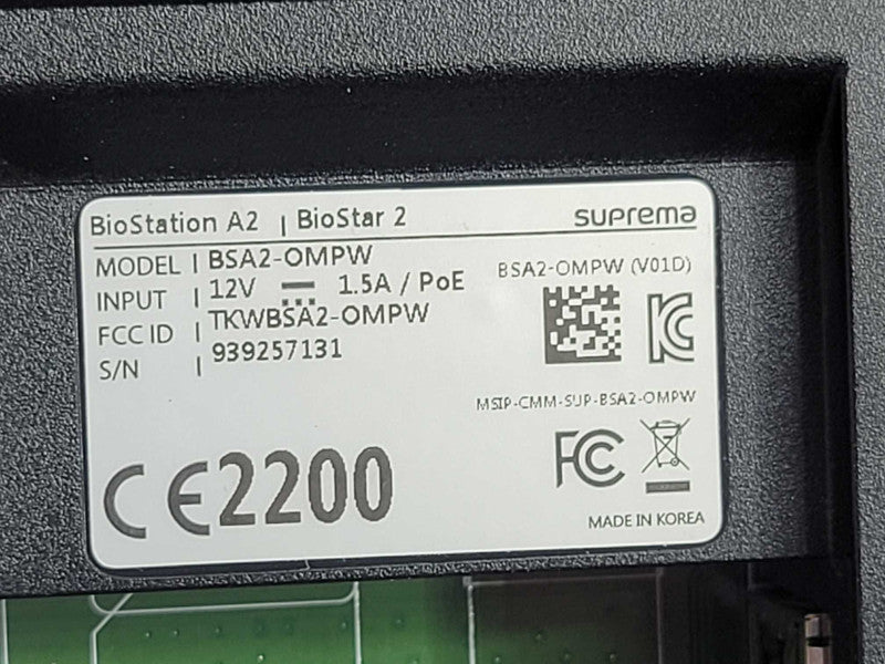 Suprema BioStation A2(BSA2-OMPW) Biometric Fingerprint Access, READ _