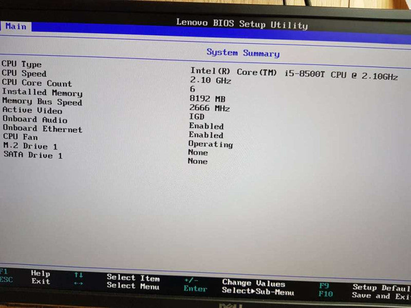 Lenovo ThinkCentre M920Q Tiny i5 - 8500T CPU @ 2.10GHz 8GB DDR4 Ram