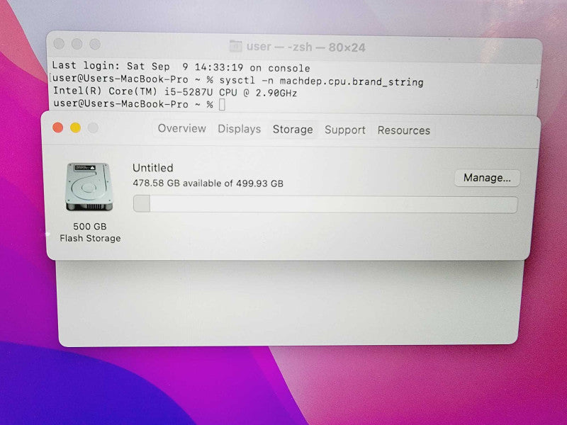Apple Macbook Pro Retina 2015 13\\" Core i5-5287U @ 2.9GHz 16GB DDR3 500GB SSD (