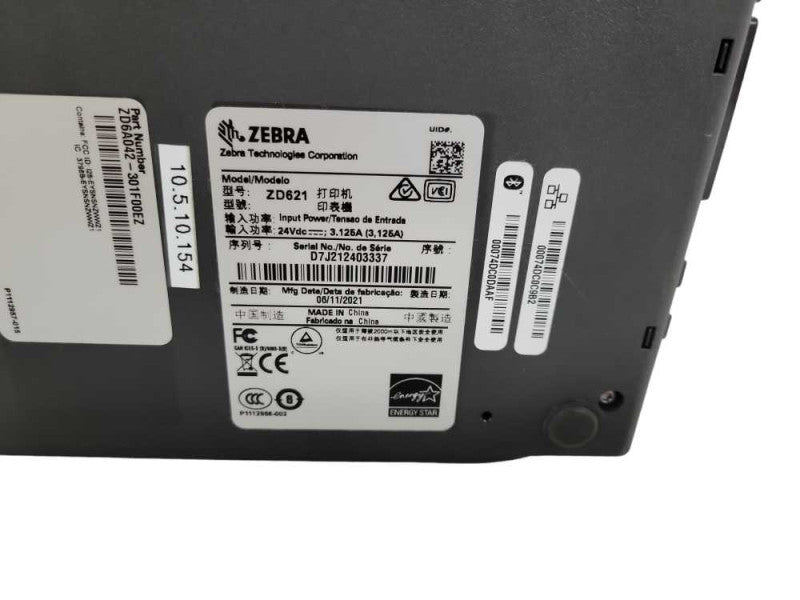 ZEBRA ZD6A042-D01L01EZ ZD621 Direct Thermal Printer w/ Bluetooth WIFI ZD621D !