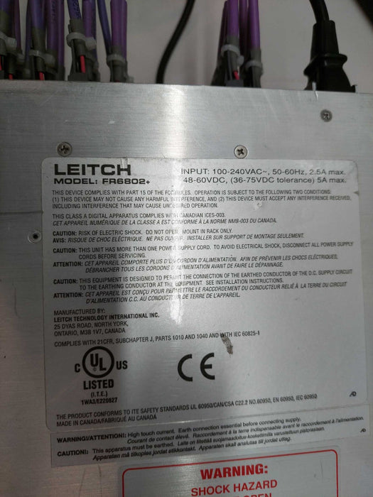 Leitch Frame with 2 Power supplies  Model: FR6802+ Q