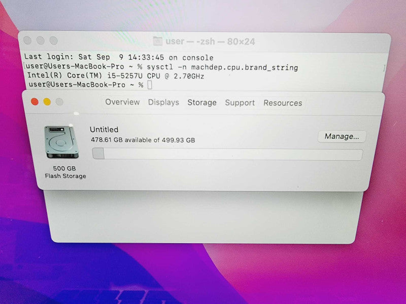 Apple Macbook Pro 2015 13\\" Core i5-5257U @ 2.7GHz 8GB DDR3 500GB SSD [Read] (