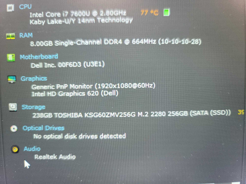 Dell Latitude 7480 i7-7600U@ 2.80GHz, 8GB DDR4, 256GB m.2  Î²