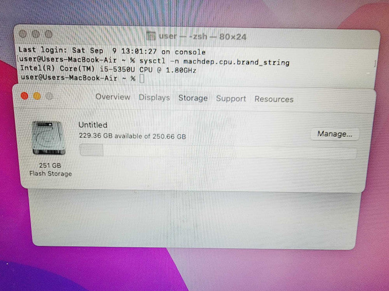 Apple Macbook Air 2017 13\\" Core i5-5350U @ 1.8GHz 8GB DDR3 250GB SSD (