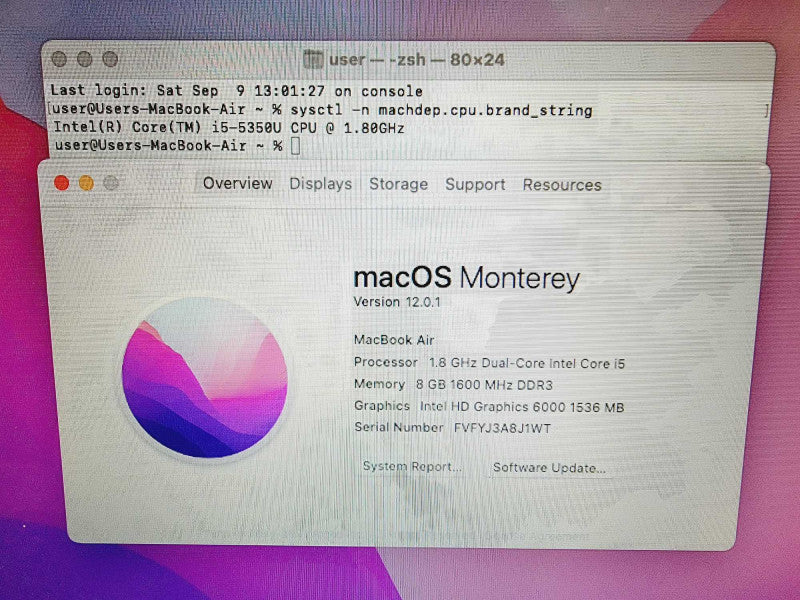 Apple Macbook Air 2017 13\\" Core i5-5350U @ 1.8GHz 8GB DDR3 250GB SSD (