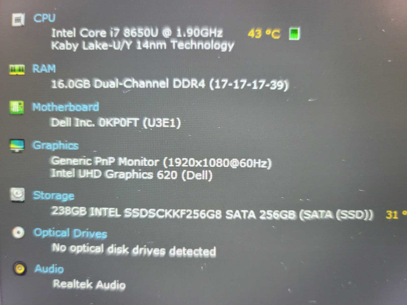 Dell Latitude 7490 i7-8650U@ 1.90GHz, 16GB DDR4, 256GB m.2 QÎ²