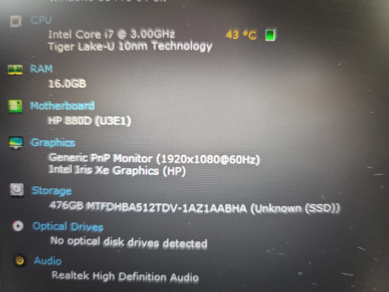 HP EliteBook 840 G8 i7-1185G7, 16GB DDR4, 512GB m.2 **NO BATTERY** Î²