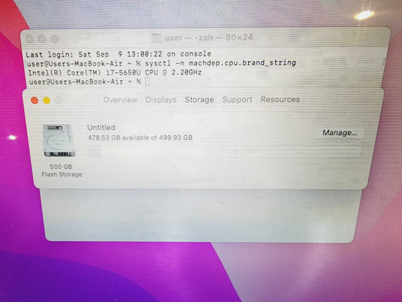 Apple Macbook Air 2015 13\\" Core i7-5650U @ 2.2GHz 8GB DDR3 500GB SSD (