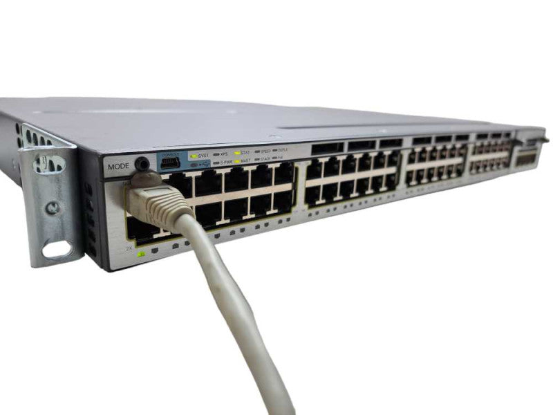 Cisco WS-C3750X-48PF-S 48-Port Gigabit PoE+ Switch w/ 1x C3KX-NM-1G 1x PSU Q)