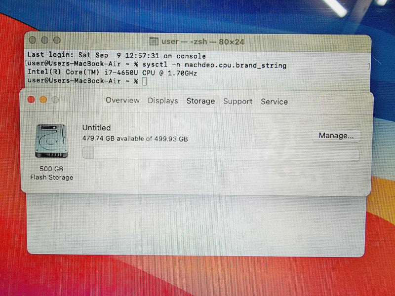Apple Macbook Air 2014 13\\" Core i7-4650U @ 1.7GHz 8GB DDR3 500GB SSD (
