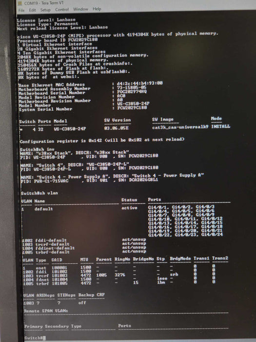 Cisco WS-C3850-24P-S 24-Port Gigabit Ethernet PoE+ Managed Switch, 1x PSU Q_