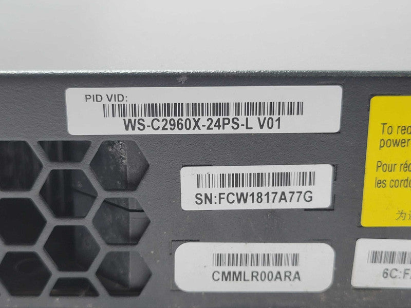 CISCO WS-C2960X-24PS-L V02 24x Gig PoE & 4x 1GB SFP Managed Switch _