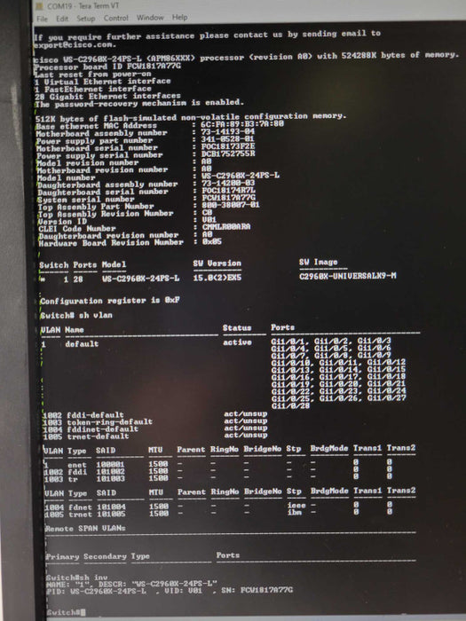 CISCO WS-C2960X-24PS-L V02 24x Gig PoE & 4x 1GB SFP Managed Switch _