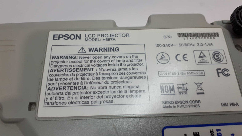 Epson PowerLite H687A 3LCD HDMI LAN Projector  &