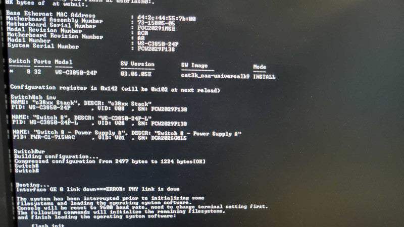 Cisco WS-C3850-24P-S 24-Port Gigabit Ethernet PoE+ Switch