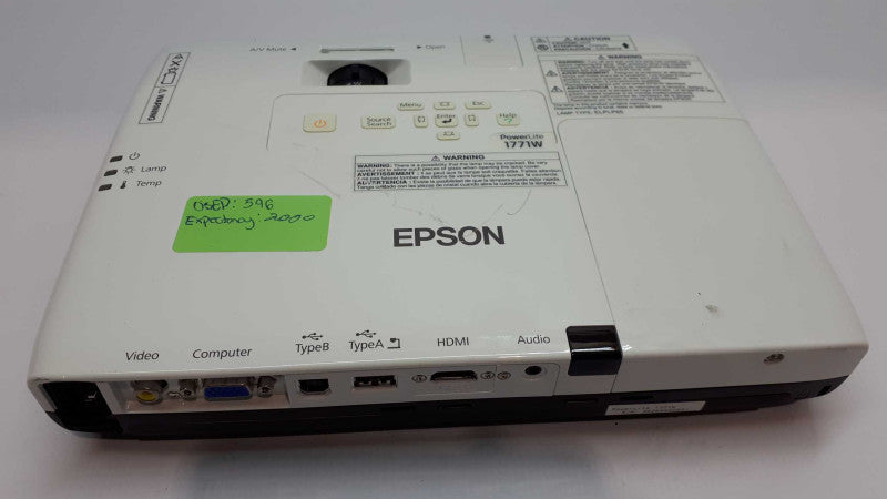 Epson PowerLite 1771W WXGA Projector Model: H477A &