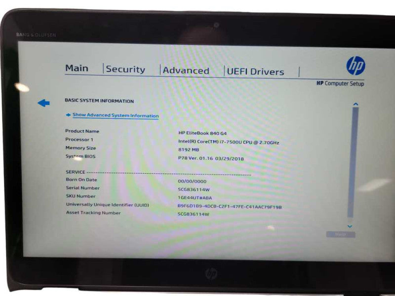 HP EliteBook 840 G4 14\\" FHD Core i7-7500U 8GB 250GB SSD !