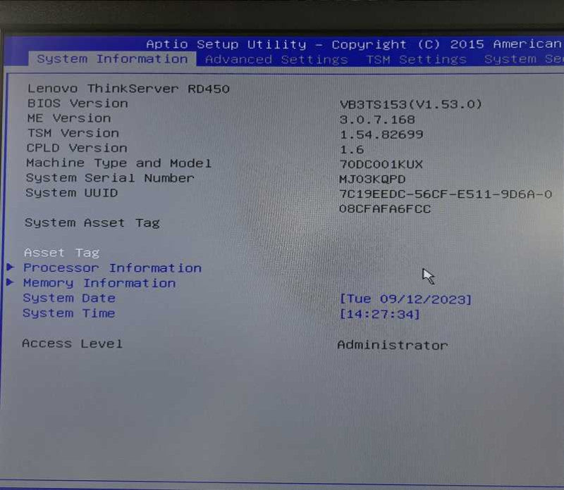Lenovo RD450 2x Xeon E5-2603 v3 @ 1.60GHz 32GB DDR4 110i RAID 1x 550W PSU )