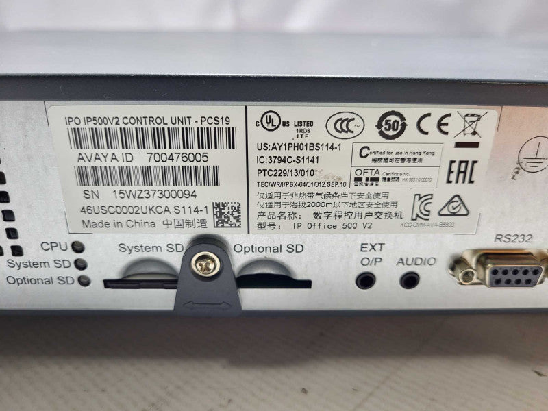Avaya IP500 V2 700476005 IP Office Control Unit $