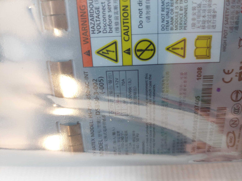 Power Supply Model: DS850-3-002 PN: 95882-02