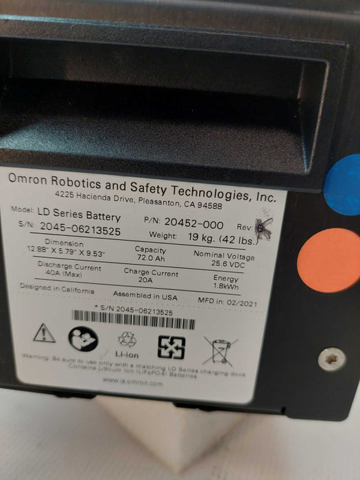Omron Robotics & Safety Technologies   Li-Ion  Model: LD Series Battery