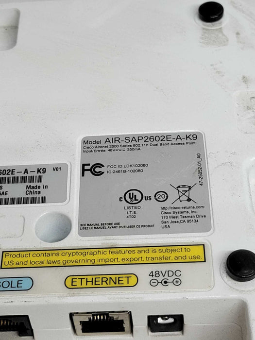 Cisco AIR-SAP2602E-A-K9 802.11n Dual Band /w external ant encolsure