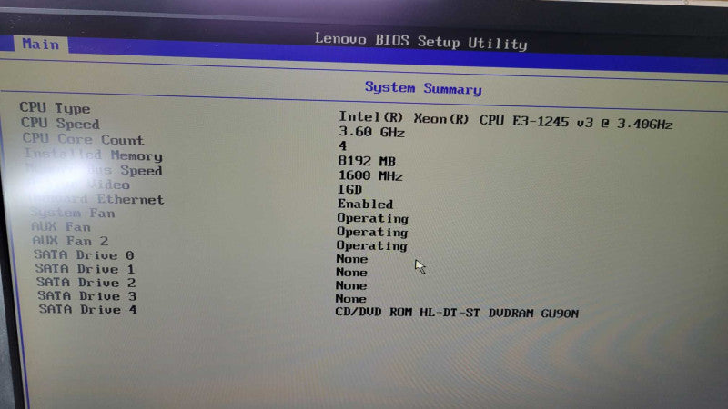 Lenovo ThinkServer RS140 w/ Xeon E3-1245v3 @ 3.40GHz, 8GB NO HDD 1xpsu