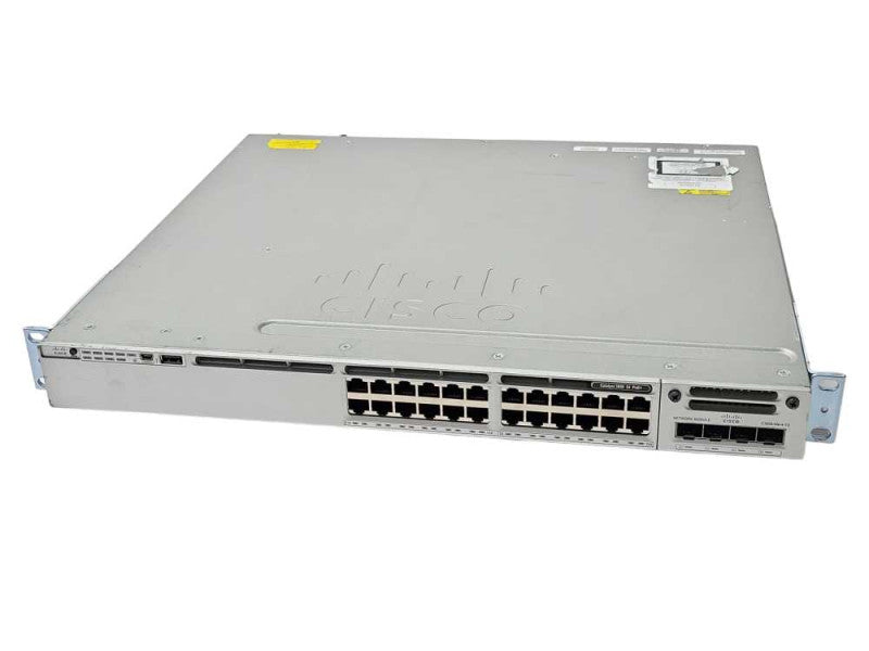 Cisco WS-C3850-24P-L 24 Port Gig PoE+ Switch 1x PSU and C3850-NM-4-1G Module Q_
