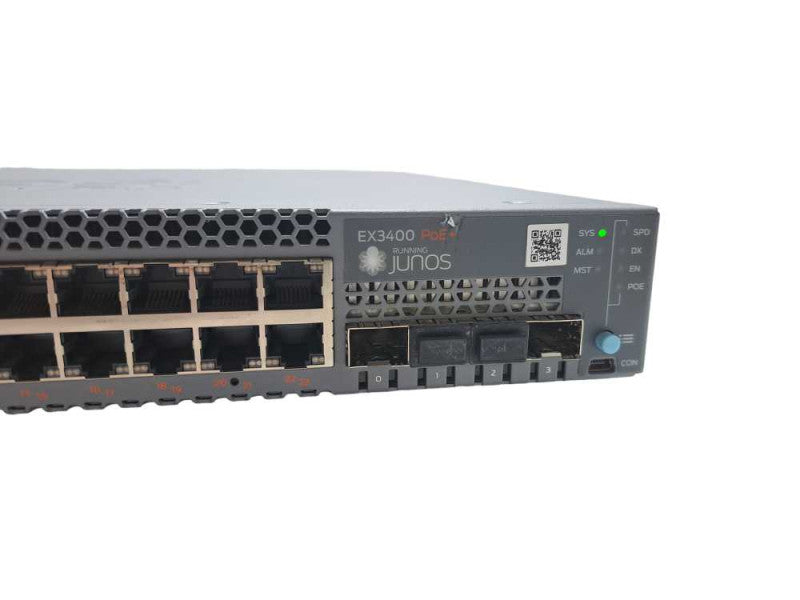 Juniper EX3400-24P 24 10/100/1000 Base-T PoE+ 4 SFP+ QSFP+ Ports **READ** )