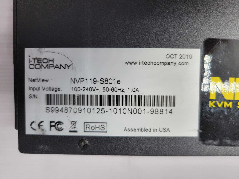 i-Tech Netview NVP119-S801e 1U 19\\" LCD Monitor KVM Keyboard w/ 8-port KVM SEE _