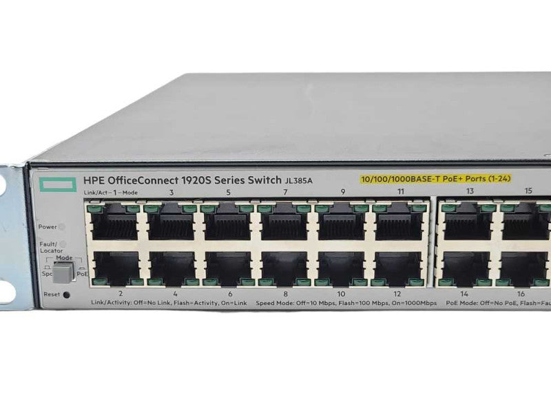HP OfficeConnect 1920S 24 Port Rack Mountable Ethernet Switch JL385A, READ _