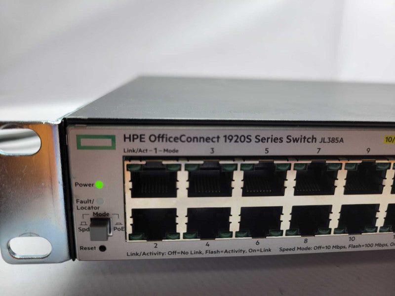 HP OfficeConnect 1920S 24 Port Rack Mountable Ethernet Switch JL385A, READ _