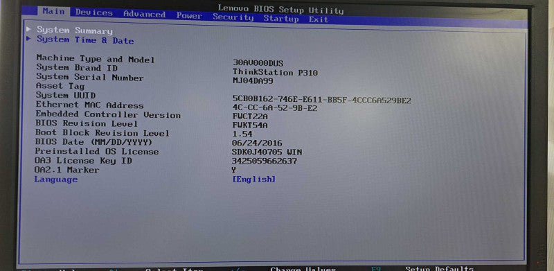 Lenovo ThinkStation P310 Xeon E3-1245 v5 @ 3.50GHz 32GB DDR4 No HDD/OS )
