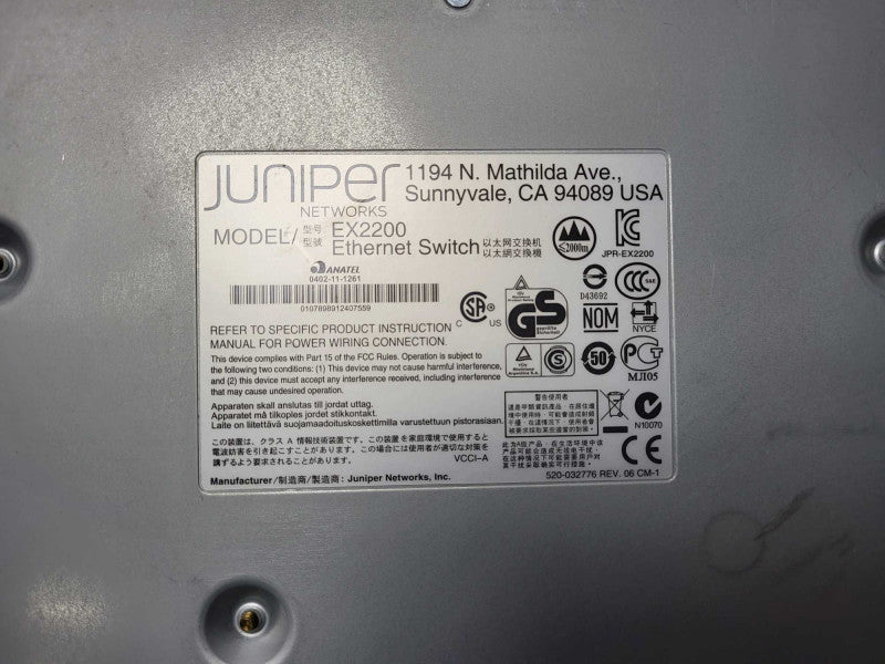Juniper EX2200-24P-4G 24-Port Gigabit Ethernet PoE & 4x SFP Network Switch Q$