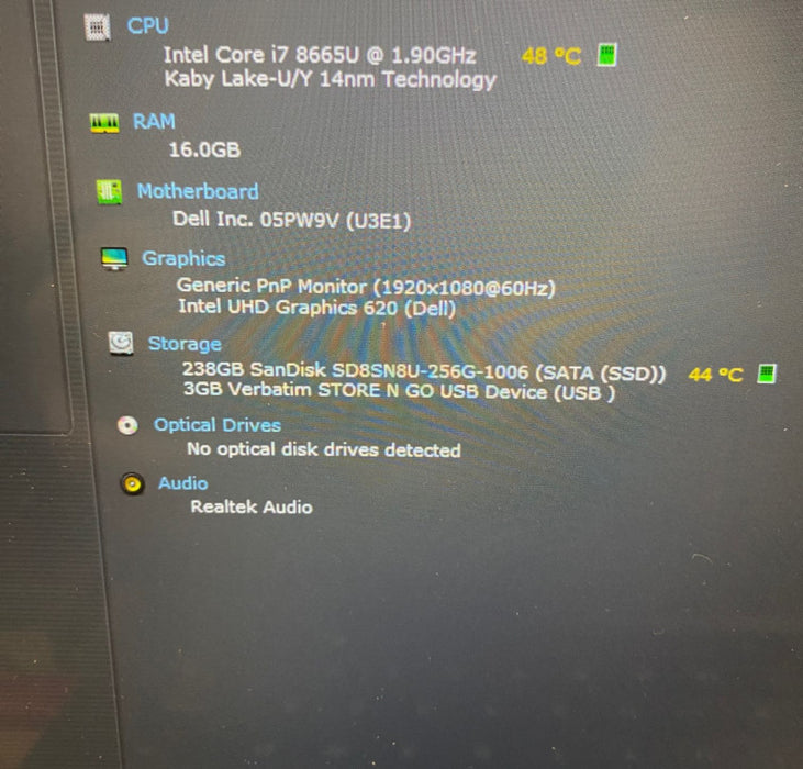 DELL Latitude 5300 2-in-1 Laptop Intel Core i7-8665U@1.90GHz 16GB RAM 256 SSD
