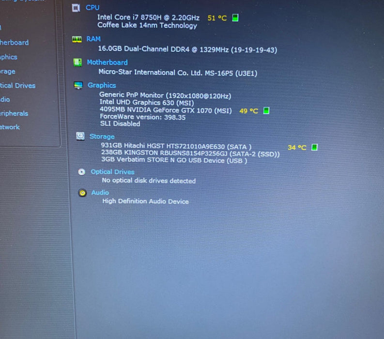 MSI GE63 Raider RGB 8RF Gaming Laptop i7-8570H GTX 1070 4GB 16GB 256 SSD 1TB