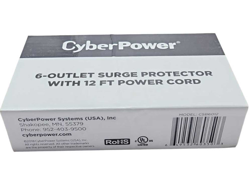 CyberPower 6-Outlet Surge Protector with 12FT Power Cord Q_