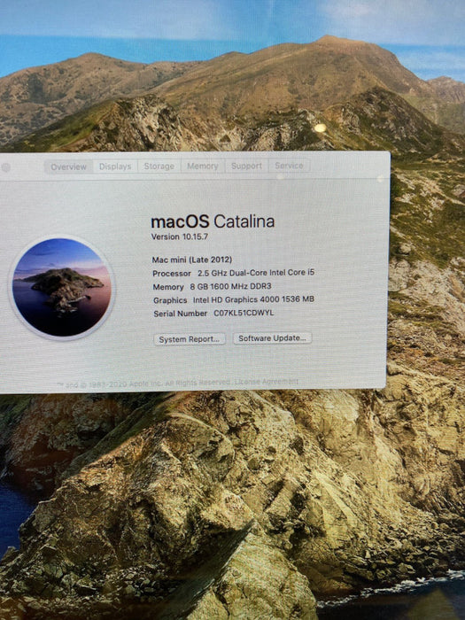 Apple Mac mini Late 2012 Intel Core i5-3210M @2.5GHz 8GB RAM 500GB HDD