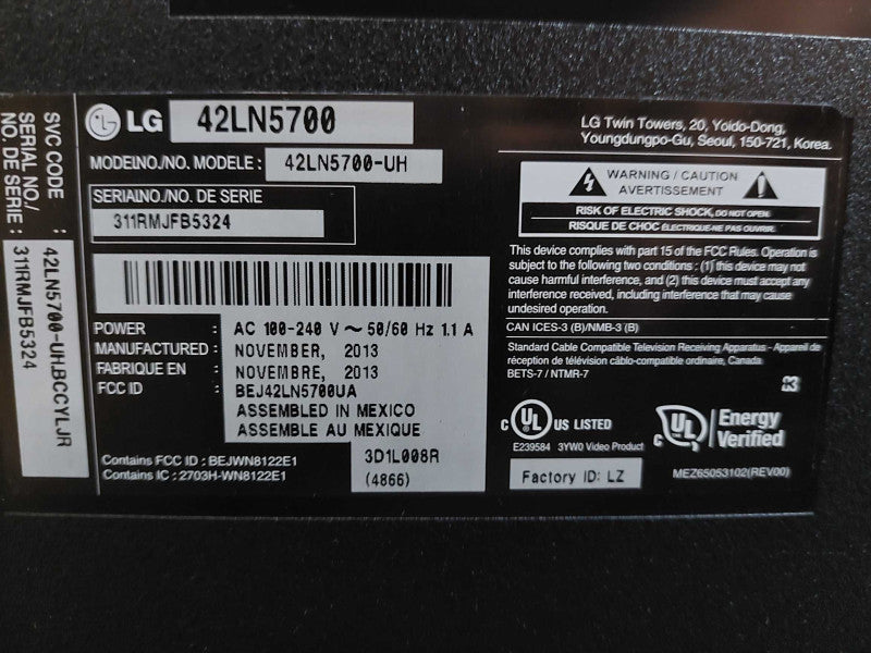 LG 42\\" TV Model: 42LN5700  ( No HDMI ) Year 2013