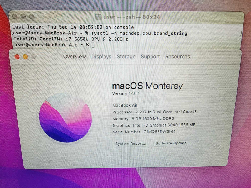 Apple Macbook Air 2015 13\\" Core i7-5650U @ 2.2GHz 8GB DDR3 250GB SSD (