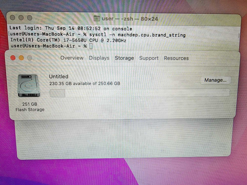 Apple Macbook Air 2015 13\\" Core i7-5650U @ 2.2GHz 8GB DDR3 250GB SSD (