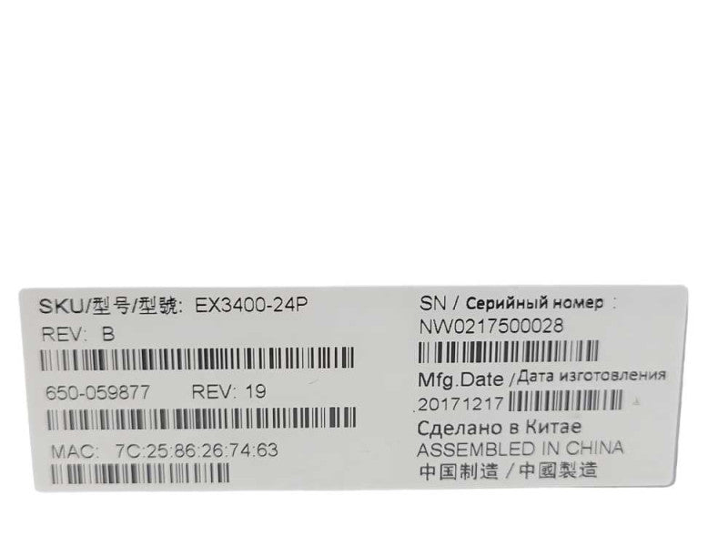 Juniper EX3400-24P 24x port PoE Network switch, NO OS, READ _