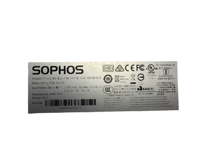 SOPHOS XG210 Network Security Firewall, Factory Reset $