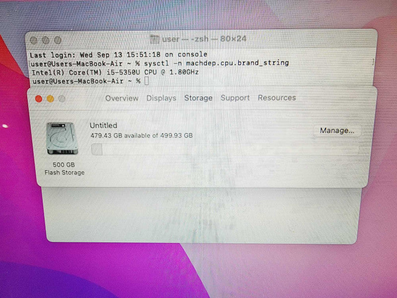 Apple Macbook Air 2017 13\\" Core i5-5350U @ 1.8GHz 8GB DDR3 500GB SSD (