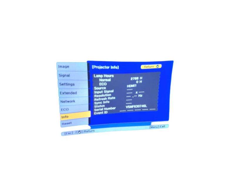 Epson PowerLite 1985WU H619A LCD Projector (2788 Hours), READ _